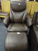 *HARRISON LEATHER STRESSLESS STYLE RECLINER WITH MATCHING OTTOMAN