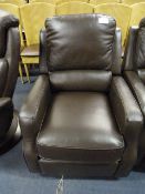 *CAROLINE SWIVEL BROWN LEATHER RECLINER
