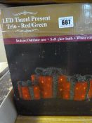 *LED Tinsel Present Trio - Red & Green