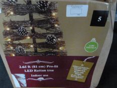 *81cm Pre-Lit LED Rattan Christmas Tree