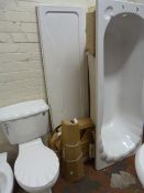 White Bathroom Suite comprising of WC - Wash Basin Pedestal - Bath & Panel