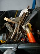 Black Plastic Container Containing Glue Gun - Electric Engraver - Wood Chisels etc