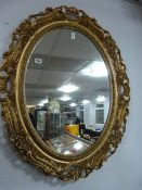 Large Ornate Oval Gilt Framed Mirror