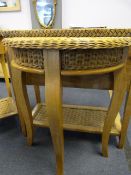 Demi Lune Hall Table with Rattan Top