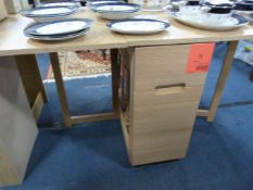 *Gateleg Table with 4 Fold Away Chairs in Light Oak Finish