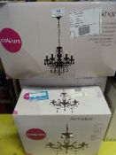 *2 Black Glass & 1 Clear Glass Chandeliers