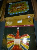 *2 Pre-Lit Christmas Decorations - Merry Christmas Sign & Angel Silhouette