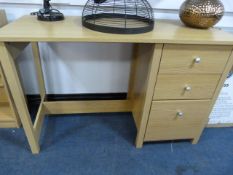 *Kneehole Desk with Right Hand Drawer Pedestal in Light Oak Finish
