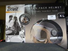 Crivit Trendy Leather Look Open Face Helmet Size XL