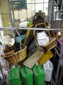 Trolley Containing Assorted Pine Disinfectant - Plant Pots etc