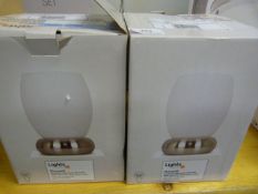 *Pair of Frosted Glass & Stainless Steel Table Lights