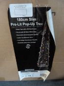 *180cm Slim Pre-Lit Pop Up Christmas Tree