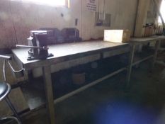 *12ft Fabricated Engineers Work Bench fitted with Swivel Vice