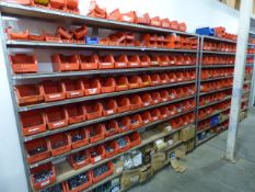*2 Bays of Storage Shelving containing Large Quantity of Plastic Linbins which include Various