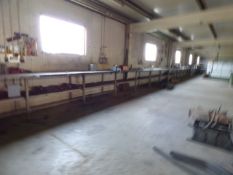 *Approximately 20 Yards of Fabricated Steel Work Bench with Under Shelf Fitted with 2 Engineers