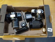 Box containing Nikon Camera & Pentax Camera Kit