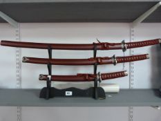 Set of Samurai Swords on Stand