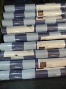 9 Rolls of Blue Striped Caramel Wallpaper