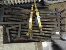 2 Part Cast Iron Fire Grates & Pair of Fire Dogs