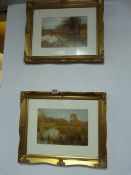 2 Gilt Framed Woodland Scene Prints