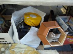 4 Boxes of Bric-a-Brac including Lamps - Cases - CD's - Mirrors etc