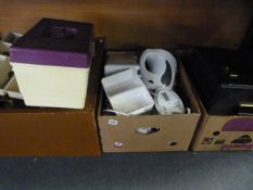 3 Boxes of Kitchenalia - Bric-a-Brac etc - Records & Sewing Box