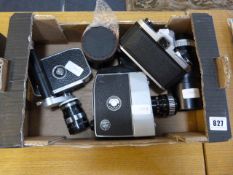 Box containing A Pentax Camera Kit & 2 Cine Cameras