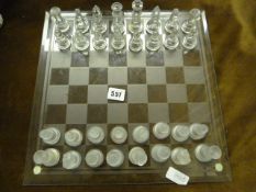 Glass Chess Set on Board