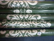 6 Rolls of Green Patterned Wallpaper