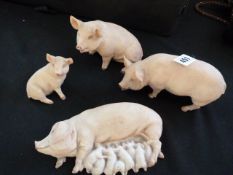 4 Ceramic Ainsley Pig Ornaments