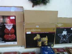 *Pre-Lit Santa - Free Standing Tinsel Dog & Star Silhouette