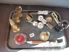 Tray Containing Brasswares etc