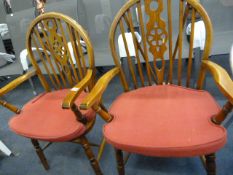 2 Oak Wheel Back Dining Chairs