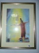 Gilt Framed Clown Picture & Another