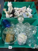 2 Boxes of China - Figurines - Glassware - Clocks etc