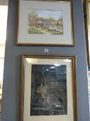 Framed Chalk Drawing of a Squirrel & Another