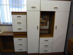 White & Teak 3 Piece Bedroom Unit