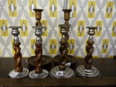 3 Pairs of Barley Twist Candle Sticks