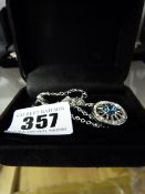 Silver Necklace with Pendant with White & Blue Stones