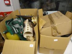 3 Boxes of Bric-a-Brac Containing Decorative Vases - Kitchen Utenils - Pyrexware etc
