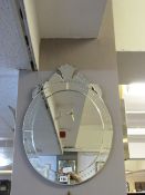 Oval Cut Glass & Etched Mirror