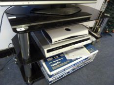 3 Tier Black Glass & Chrome TV Stand