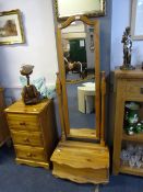 Pine Cheval Mirror with Storage