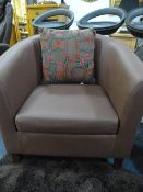 Brown Faux Leather Tub Seat with Scatter Cushion