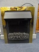 Coal Effect Electric Fire with Brass Surround