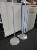Pair of Brushed Stainless Steel Standard Lamps