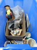 Box Containing Decorative China Including Character & Toby Jugs - Cabinet Cups - Saucers - Plates