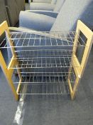 Pair of Beech & Chrome Wire Shoe Racks