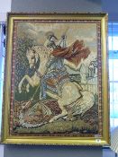 Gilt Framed Embroidery of George & The Dragon