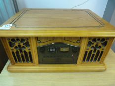 Vintage Style Record Player in Oak Cabinet